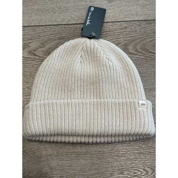 Travis Mathew Coastal Knit Soft Beanie Golf Beige One Size Casual New - Picture 1 of 3